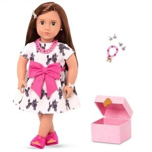 NIB Our Generation 18” Nancy Doll with pierced ears and Accessories